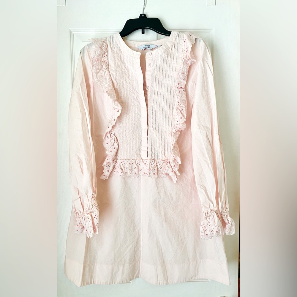 Paris Atelier & Other Stories Anthropologie Mod Ruffle Pink Mini Bib Dress, 4